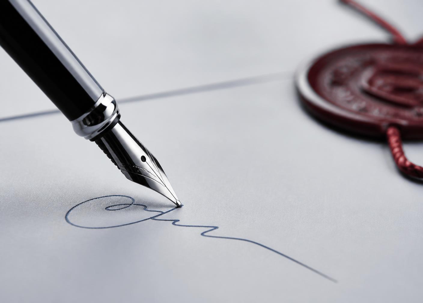 Assinatura de contrato empresarial